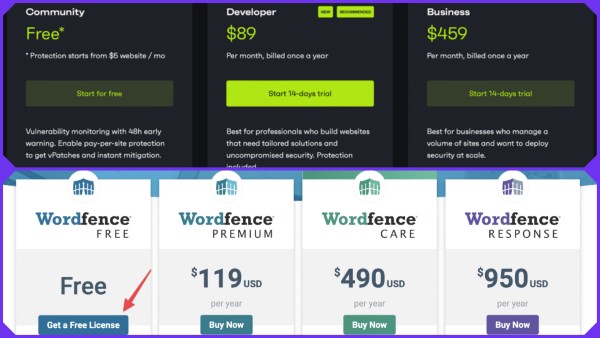Gói trả phí của Patchstack vs Wordfence