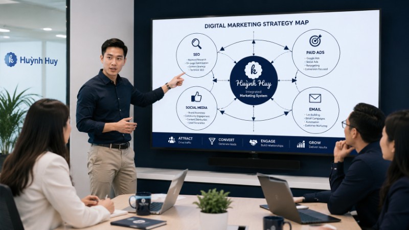 Chuyên gia tư vấn Digital Marketing Strategy trình bày chiến lược đa kênh cho doanh nghiệp Chuyên gia tư vấn Digital Marketing Strategy trình bày chiến lược đa kênh cho doanh nghiệp