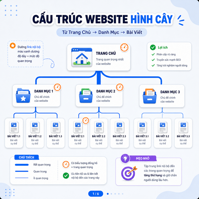 Sơ đồ cấu trúc internal linking tối ưu cho website để tăng domain authority