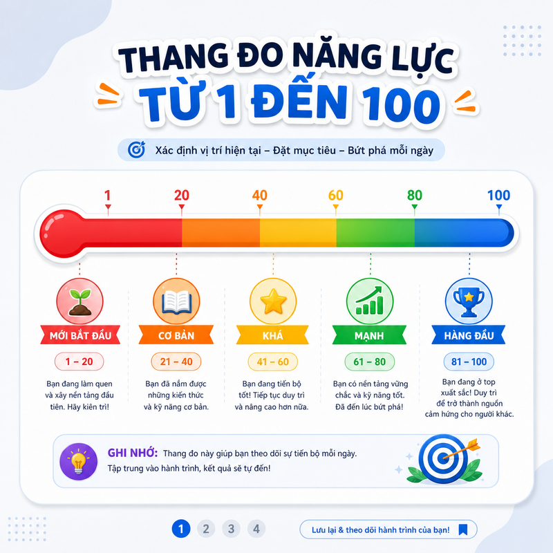 Thang đo domain authority từ 1-100 với các mốc phân loại website