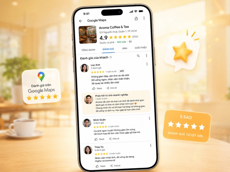 Quản lý review và tăng đánh giá Google Maps thực từ khách hàng thực tế Quản lý review và tăng đánh giá Google Maps thực từ khách hàng thực tế
