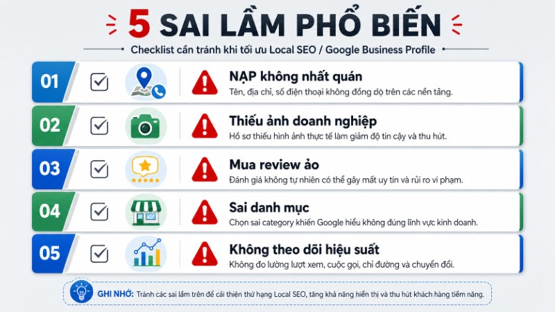 Năm sai lầm phổ biến khi tự SEO Google Maps khiến hồ sơ không lên top Năm sai lầm phổ biến khi tự SEO Google Maps khiến hồ sơ không lên top