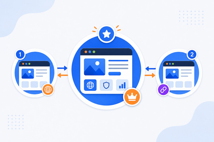 Minh họa cách backlink hoạt động giữa các website