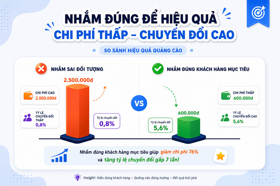So sánh chi phí marketing khi nhắm đúng và sai khách hàng mục tiêu