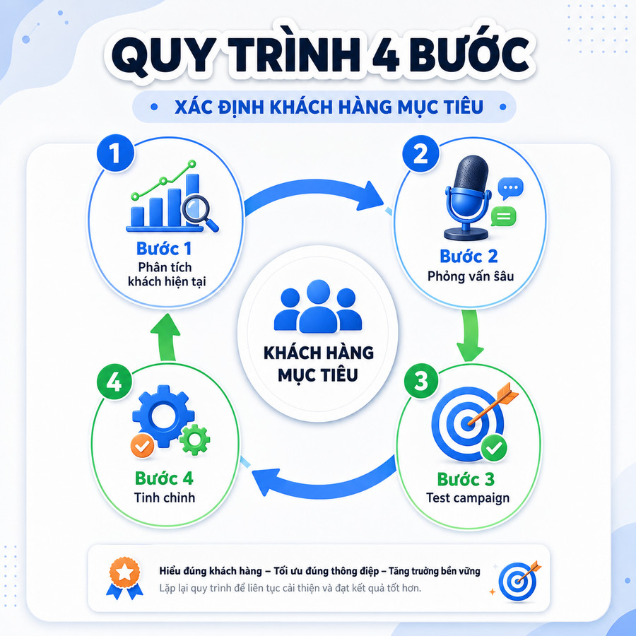 Quy trình 4 bước xác định khách hàng mục tiêu từ dữ liệu thực tế