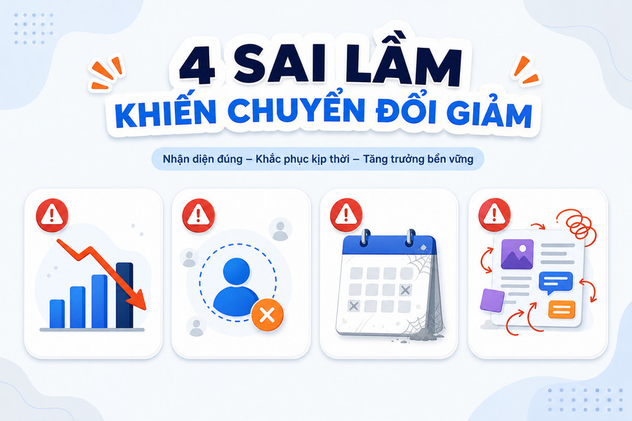 Minh họa các sai lầm phổ biến trong nghiên cứu từ khóa với dấu X đỏ