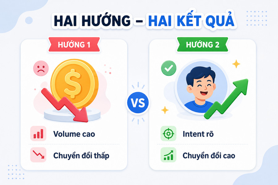 So sánh hai cách tiếp cận nghiên cứu từ khóa: volume-driven vs intent-driven