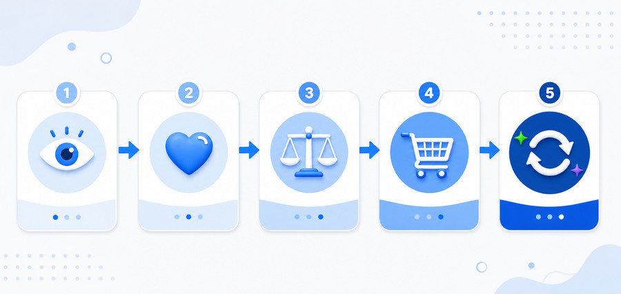 Sơ đồ hành trình phễu Marketing từ nhận biết đến trung thành