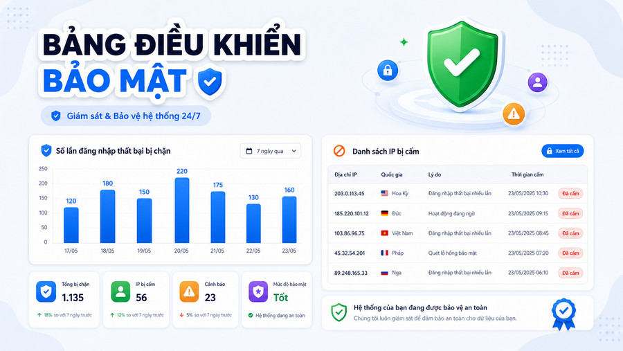 Giao diện plugin bảo mật Wordfence hiển thị các mối đe dọa đã bị chặn