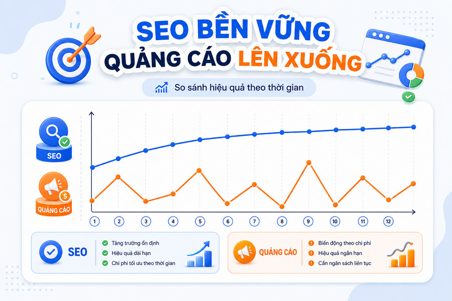 So sánh traffic từ SEO và quảng cáo Google Ads theo thời gian