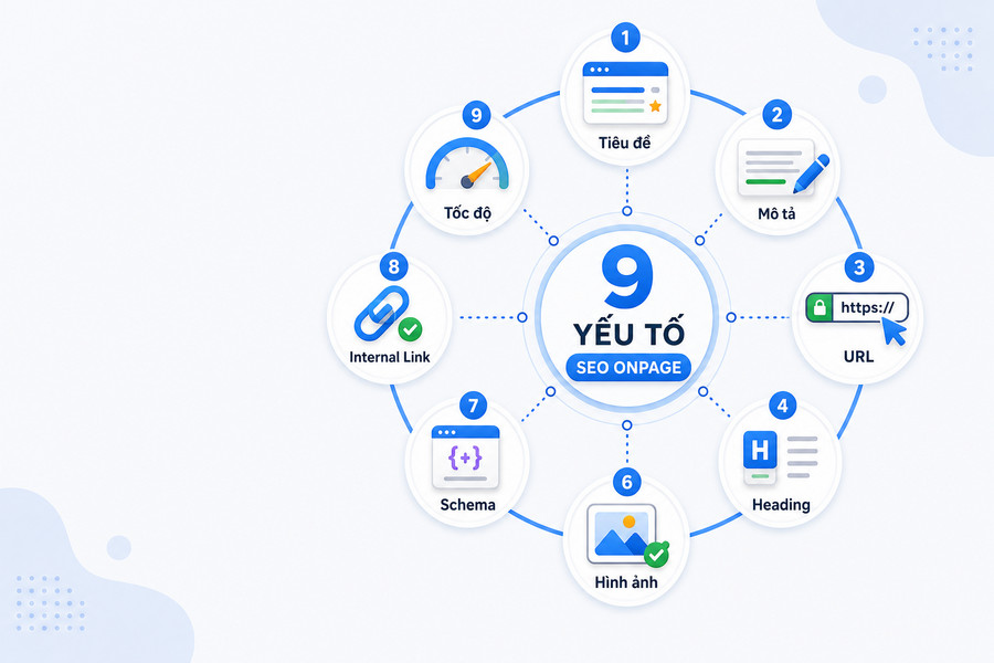 Sơ đồ 9 yếu tố SEO Onpage quan trọng nhất cần tối ưu