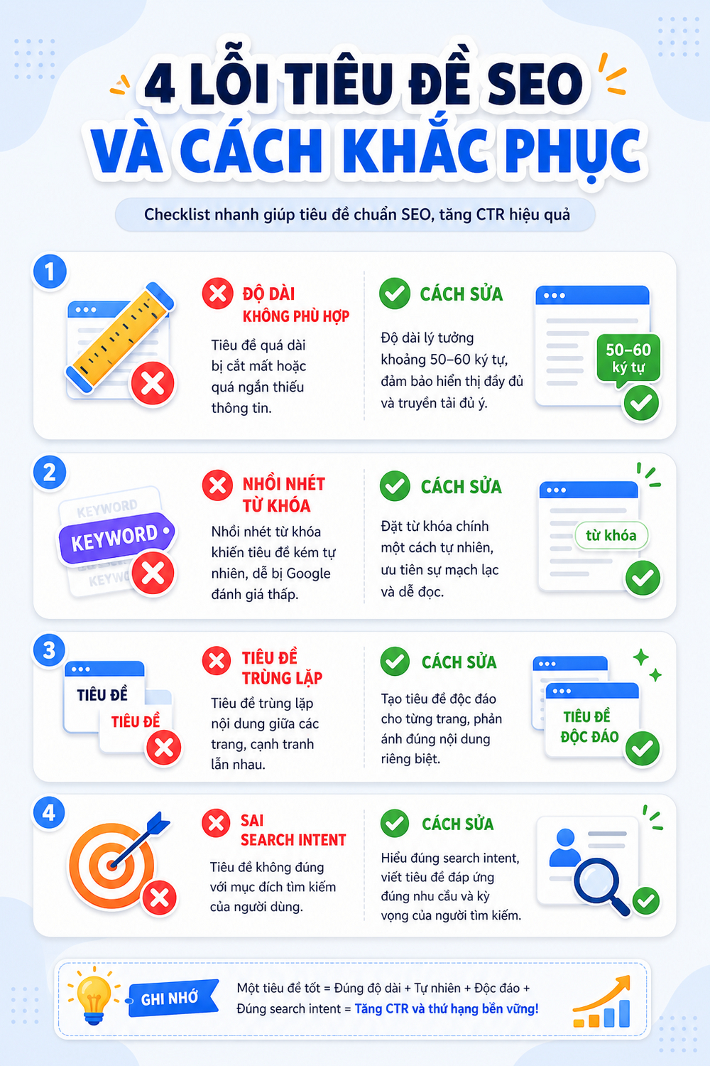 Checklist 4 lỗi phổ biến khi viết SEO title và cách khắc phục