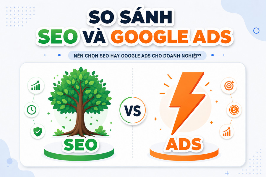 Infographic so sánh SEO và Google Ads theo 6 tiêu chí quan trọng cho doanh nghiệp
